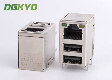 두 배 USB 2.0 항구를 가진 cat6 1000BASE 자기학 RJ45 연결관 높은 쪽으로 보호된 탭