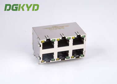 KRJ -5921S2X3YGZENL Power Over Ethernet Rj45 Connector Metal Shielded stack 2X3 G/Y LED