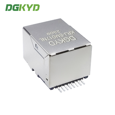 KRJ-SM017NL Shielded cat5 network jack, Low profile SMT rj45 connector with internal transformer
