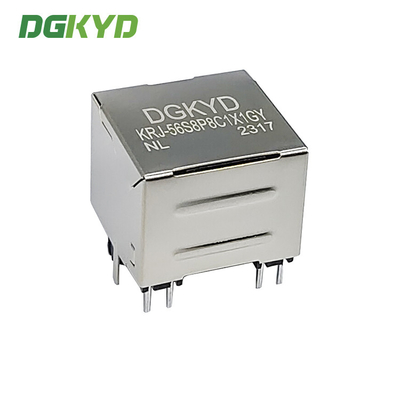 KRJ-56S8P8C1X1GYNL single port RJ45 connector 8P8C with light without filter crystal head communication interface