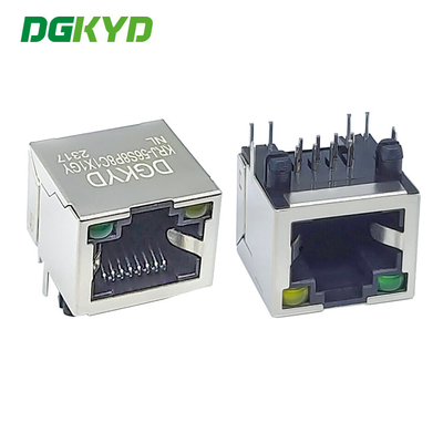 KRJ-56S8P8C1X1GYNL single port RJ45 connector 8P8C with light without filter crystal head communication interface