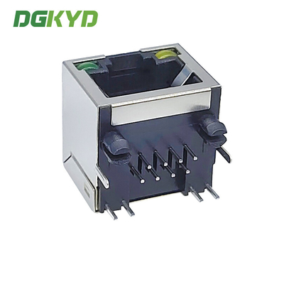 KRJ-56S8P8C1X1GYNL single port RJ45 connector 8P8C with light without filter crystal head communication interface