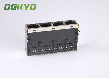 Shield Abreast 4 Ports Giga Ethernet Connector Rj45 Modular Jack, 1000 BASE-TX