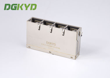 Shield Abreast 4 Ports Giga Ethernet Connector Rj45 Modular Jack, 1000 BASE-TX