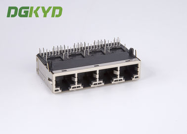Shield Abreast 4 Ports Giga Ethernet Connector Rj45 Modular Jack, 1000 BASE-TX