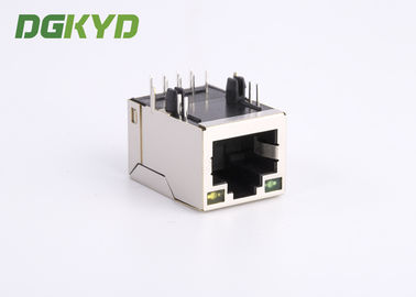 WIFI PCB RJ45 Modular Jack With Magnetics , LEDs And EMI Fingers OEM 90 Degree