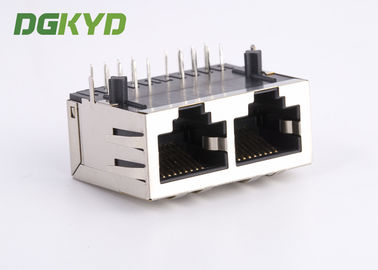 Tab Down Ganged Double Port Magnetic Modular Jack Cat5e Rj45 Keystone Connector