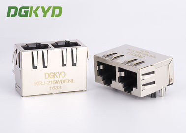 Tab Down Ganged Double Port Magnetic Modular Jack Cat5e Rj45 Keystone Connector