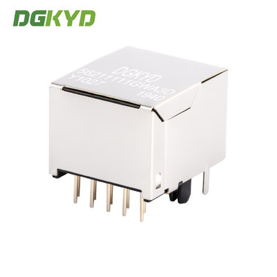 Single port RJ45 female socket interface without light strip shielding and transformer shield 10 pins 10 contacts rj 45 LAN jack connector  DGKYD56211111GWA3DY1027