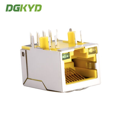 10/100 baseT RJ45 connector industrial Ethernet socket PCB connector with LAN Filter for Adsl, yellow housing KRJ-109YGZDEYNL