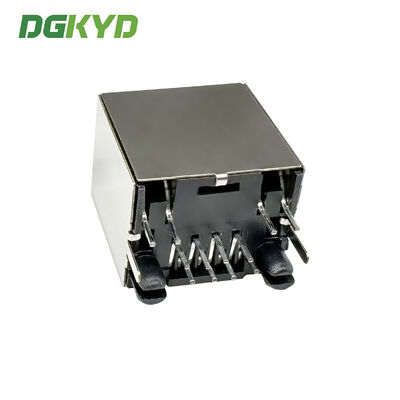 RJ45 single port socket 8P8C with light strip shielding flat pin gold-plated 6U DGKYD52T1188AB1A1DB4