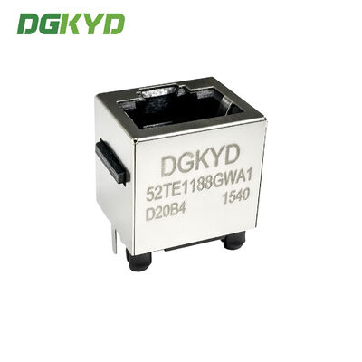 RJ45 vertical with ear mesh port, no light, shielded feet, 4.24mm DGKYD52TE1188GWA1D20B4