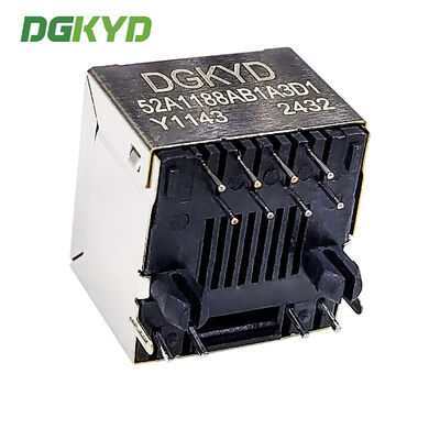 RJ45 Without Transformer Network Port Socket 8P8C With LED Direct Insertion Vertical RJ45 DGKYD52A1188AB1A3D1Y1143