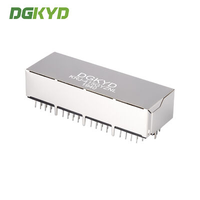 KRJ-415GYZNL quad cell RJ45 network connector with 100Mbps integrated Ethernet filtering shielding strip light