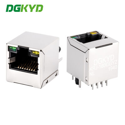 180 degree TOP ENTRY Magnetics jack RJ45 connector with transformer PCB Mount KRJ-180CGYZNL