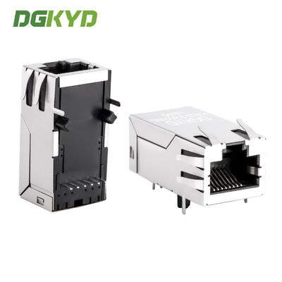 Customized 1000M 33.0mm Single Port 6 Pin Rj45 Connector with Transformer / Leds KRJ-3302NL