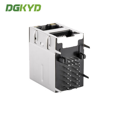 Dual Deck RJ45 Connector with 1000base Transformer and Cat6 Performance for Ethernet Networks