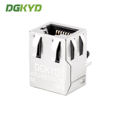 Shielded Single Port RJ45 PCB Connector with Transformer for Megabit Ethernet