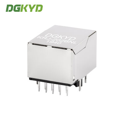 Single Port Gigabit Ethernet 10 Pins PCB Shielded RJ45 Modular Jack with Green/Yellow LED