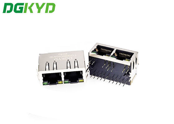 1X2 8P10C TAB Down RJ45 Ethernet Connector With LED