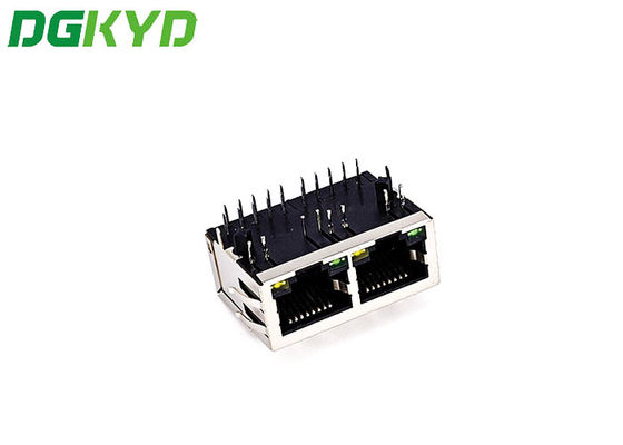 1X2 8P10C TAB Down RJ45 Ethernet Connector With LED