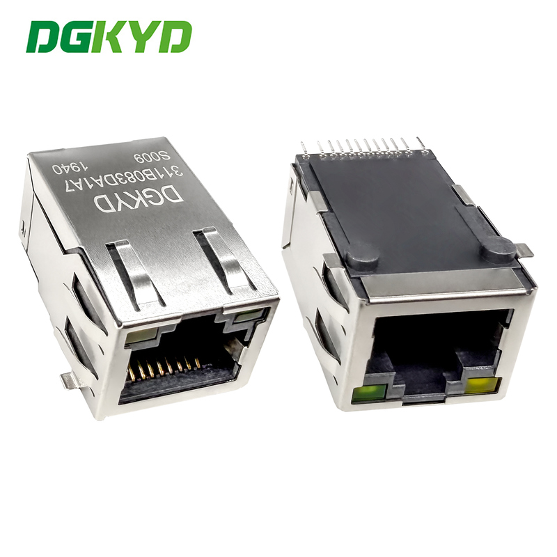 DGKYD311B083DA1A7S009 SMD RJ45 Magnetic Jack 100 Base-T Adjustment Plate With Leds