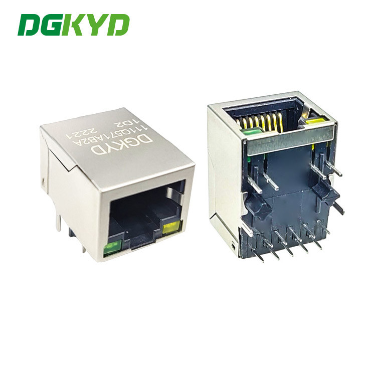 DGKYD111Q571AB2A1D 2.5G Filtering Industrial Grade RJ45 Single Port Shielded Connector Modular Interface With Light PBT