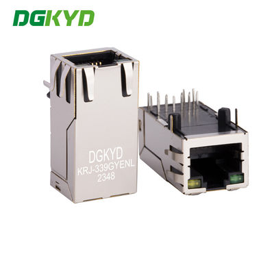 KRJ-339GYENL 8p8c 플러그 싱글 포트 기가비트 라이트 스트립 보호 통신 인터페이스 네트워크 소켓