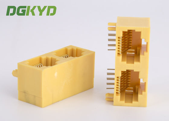 2개 공항 RJ45 네트워크 잭을 수용하는 KRJ-56S1X2WDWKNL 측면 엔트리 노란 플라스틱