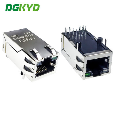 RJ45 단일 포트 필터 네트워크 커넥터와 조명 및 차단 PBT DGKYD411Q008DF3A1D