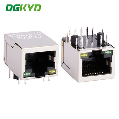 RJ45 단일 포트 Gigabit RJ45 네트워크 인터페이스 LED 빛과 PIN 핀 플러시 4.06 DGKYD111Q068AB2A1D