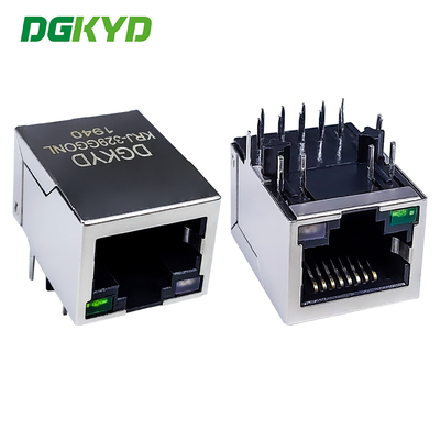 RJ45 네트워크 인터페이스와 LED 조명 기가 비트 이더넷 커넥터 수평 소켓 KRJ-329GGONL