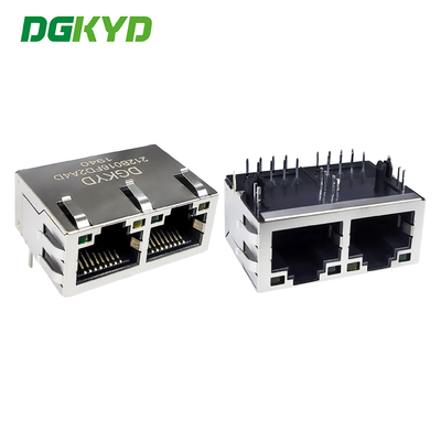RJ45 이더넷 포트 커넥터 8P8C 광 스트립 차단 듀얼 포트 수평 소켓 DGKYD212B016FD2A4D