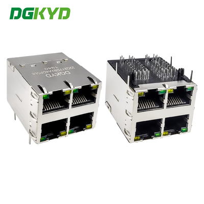RJ45 스택 인터페이스 2X2 이더넷 소켓과 빛 스트립 보호 POE 기가 비트 커넥터 DGKYD22Q277DB2A4DP068 (POE+)