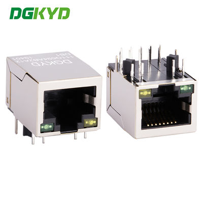 RJ45 커넥터, 내장형 10G 통합 변압기, LED 및 차폐 DGKYD111Q594AB2A12DB1