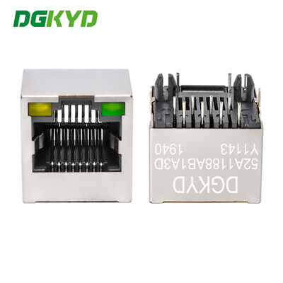 RJ45 8P8C 가려진 스트립 라이트 커넥터 수직 망자리 소켓 단일 포트 커넥터 DGKYD52A1188AB1A3DY1143