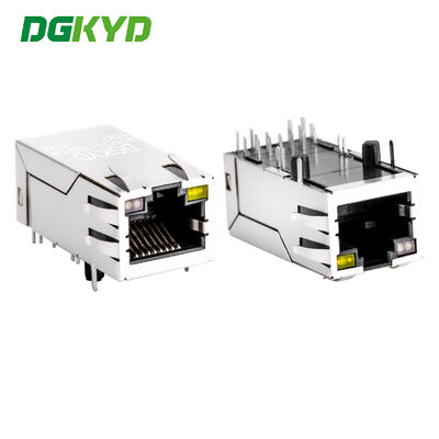기가비트 밴드 POE 12 핀 단일 포트 RJ45 이더넷 커넥터 LED G/O/Y DGKYD411Q117DF5A1DP