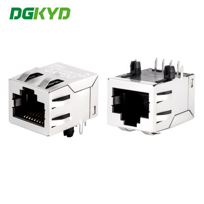 메가비트 이더넷용 변압기가 있는 차폐형 단일 포트 RJ45 PCB 커넥터
