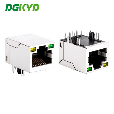 고성능 네트워킹을 위한 LED 및 네트워크 필터가 포함된 직각 CAT5e RJ45 이더넷 커넥터