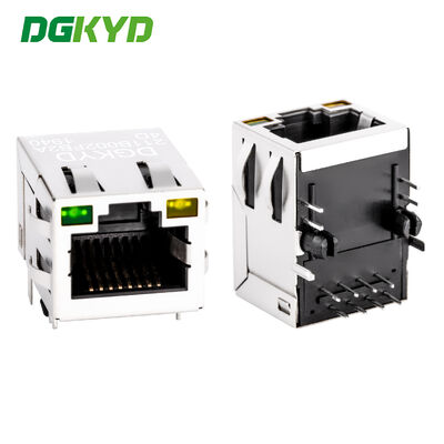 RJ45 모듈식 잭, 금으로 칠한 6u 단일 포트 및 PCB 애플리케이션을 위한 LED